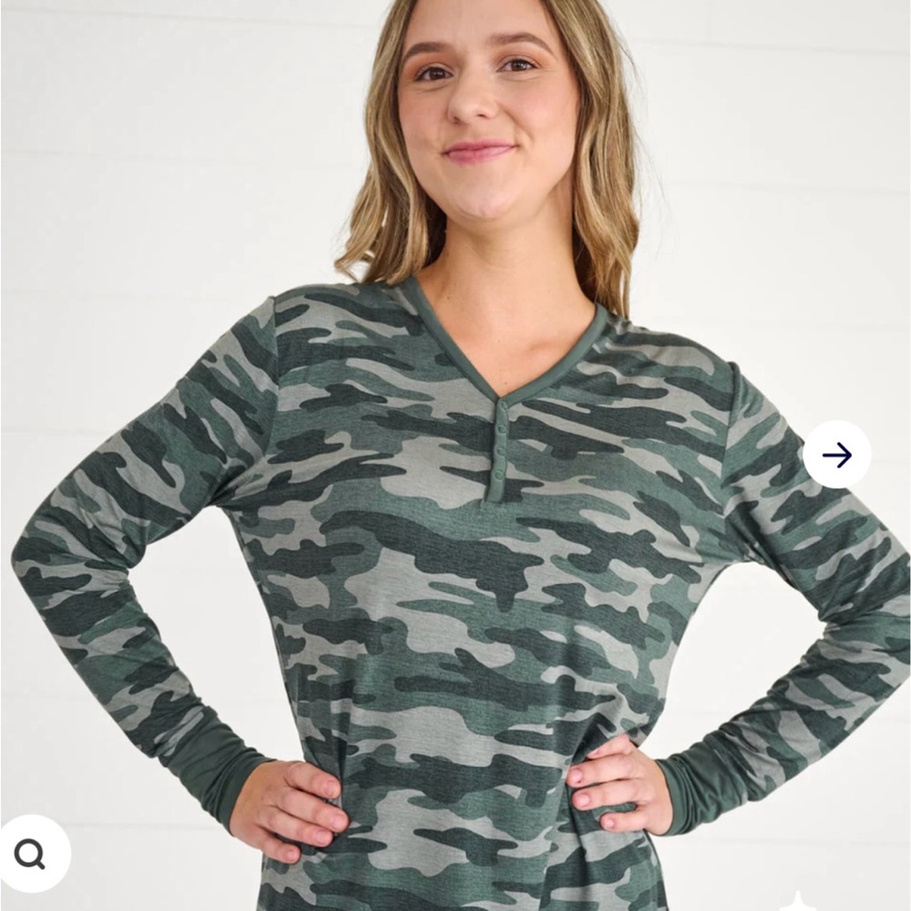 Little Sleepies Vintage Camo Long Sleeve Pajama Top size XXL